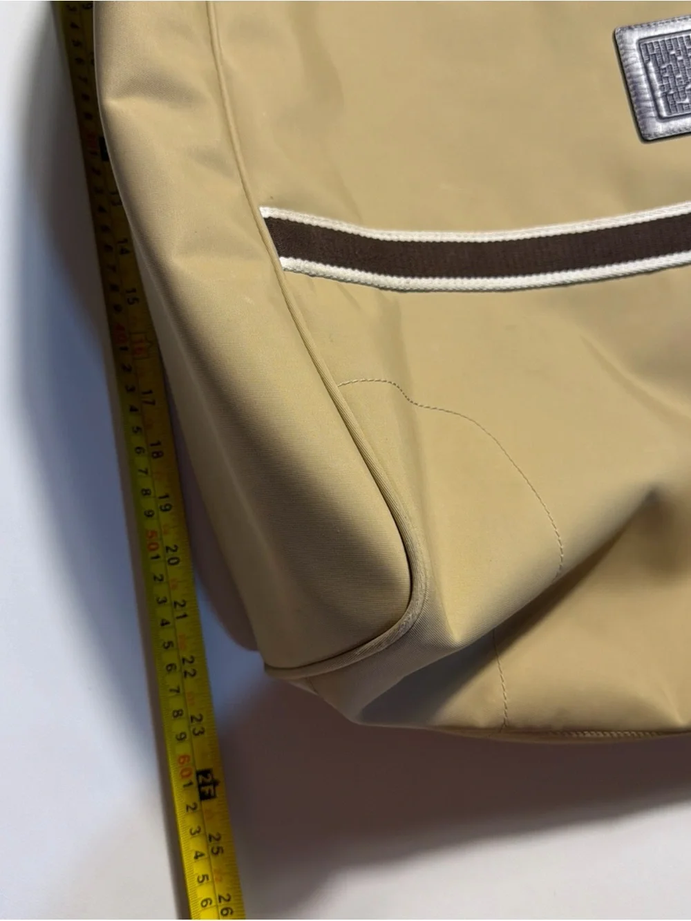Coach Hampton Tan Nylon & Leather Weekender Purple/Brown Handles Large Tote